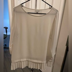 J. JILL Ivory Sheer Ruffle Blouse Long Sleeve - Size M